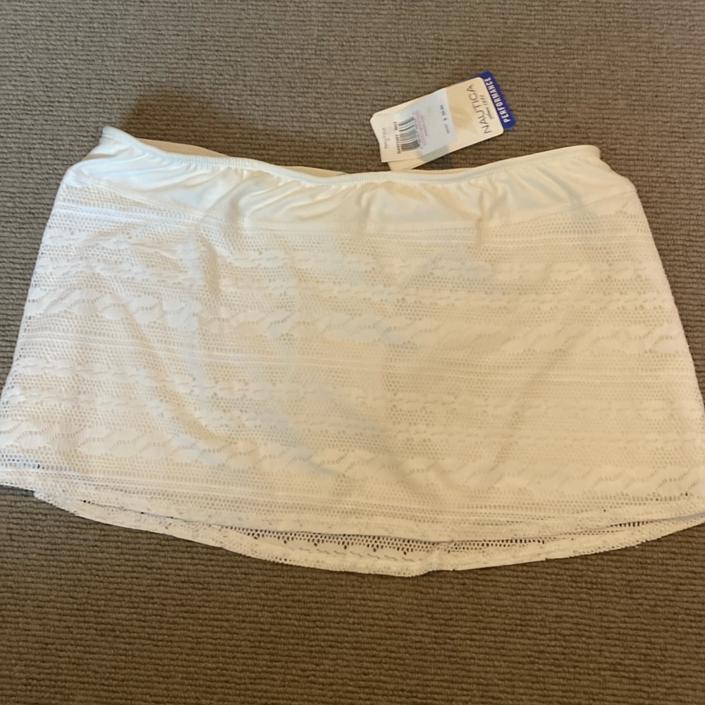 Nautica Swim Pointelle Lace Skirt Bikini Bottom NWT sz 6 white